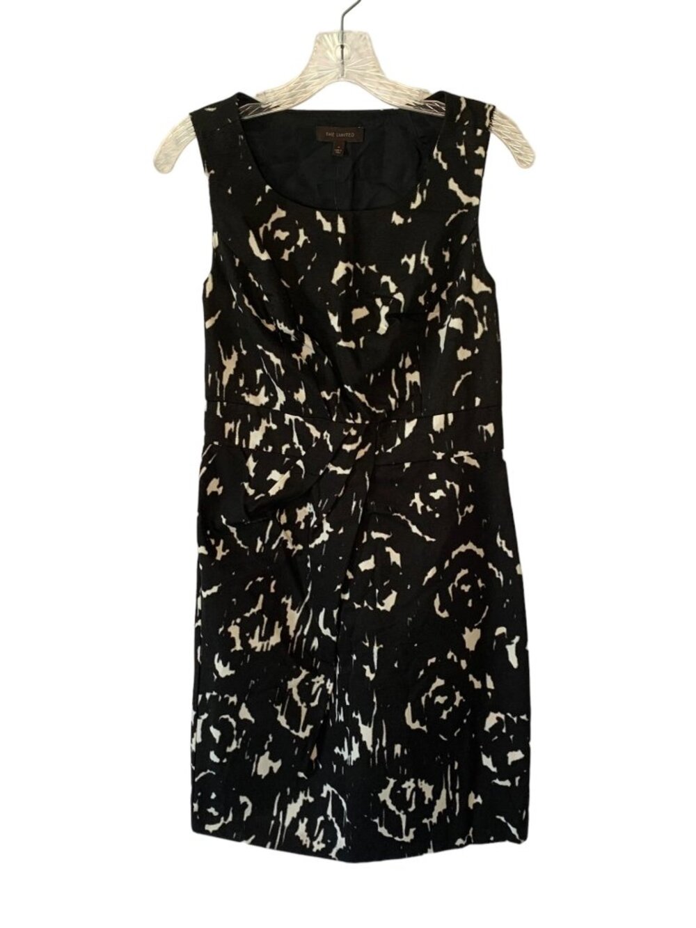THE LIMITED Black + White Print Sleeveless Ruched Woven Sheath Dress NWT Size 4